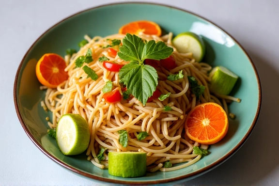 A beautifully presented plate of a healthy Indonesian dish, such as 'Gado-Gado' or 'Sayur Asem', emphasizing fresh ingredients and vibrant colors. The dish looks appetizing and culturally authentic.