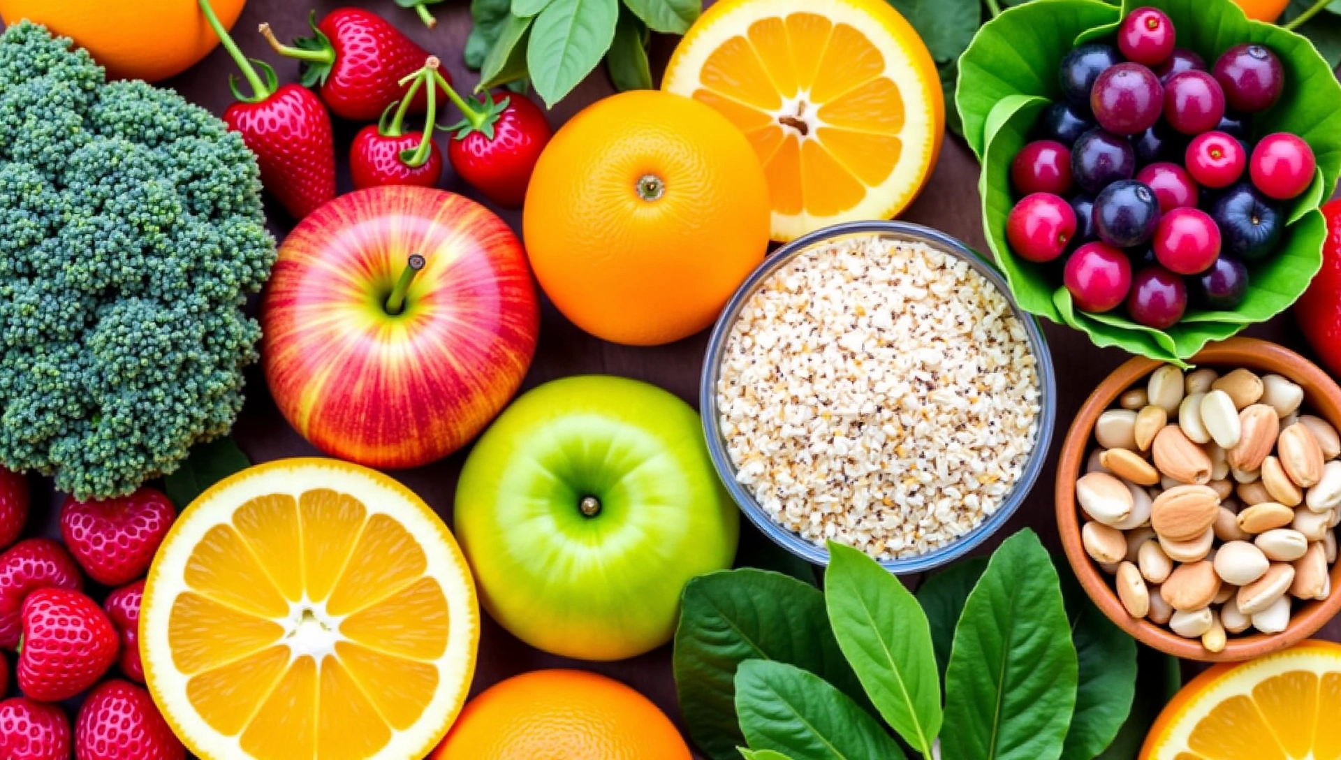 Healthy food composition with fruits, vegetables, and grains