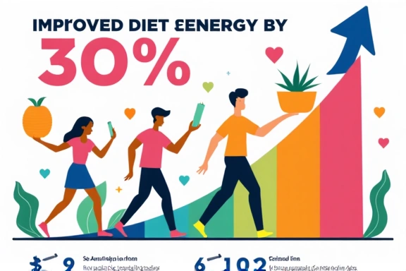 Infographic showing improved diet can boost energy by 30%